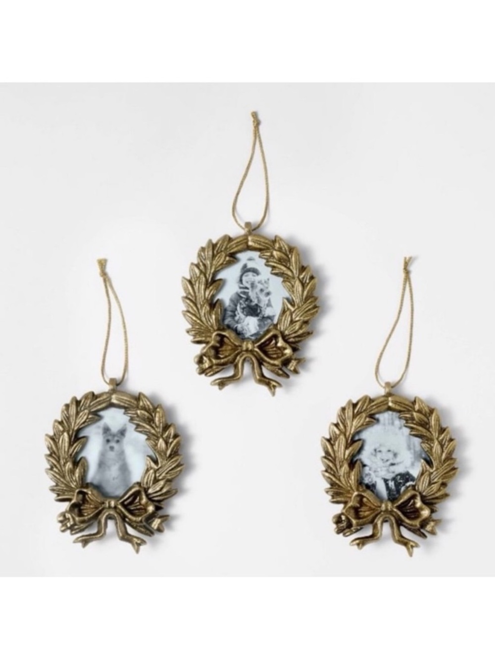 Set of 3 Wreath Picture Frame Christmas Ornaments Studio McGee